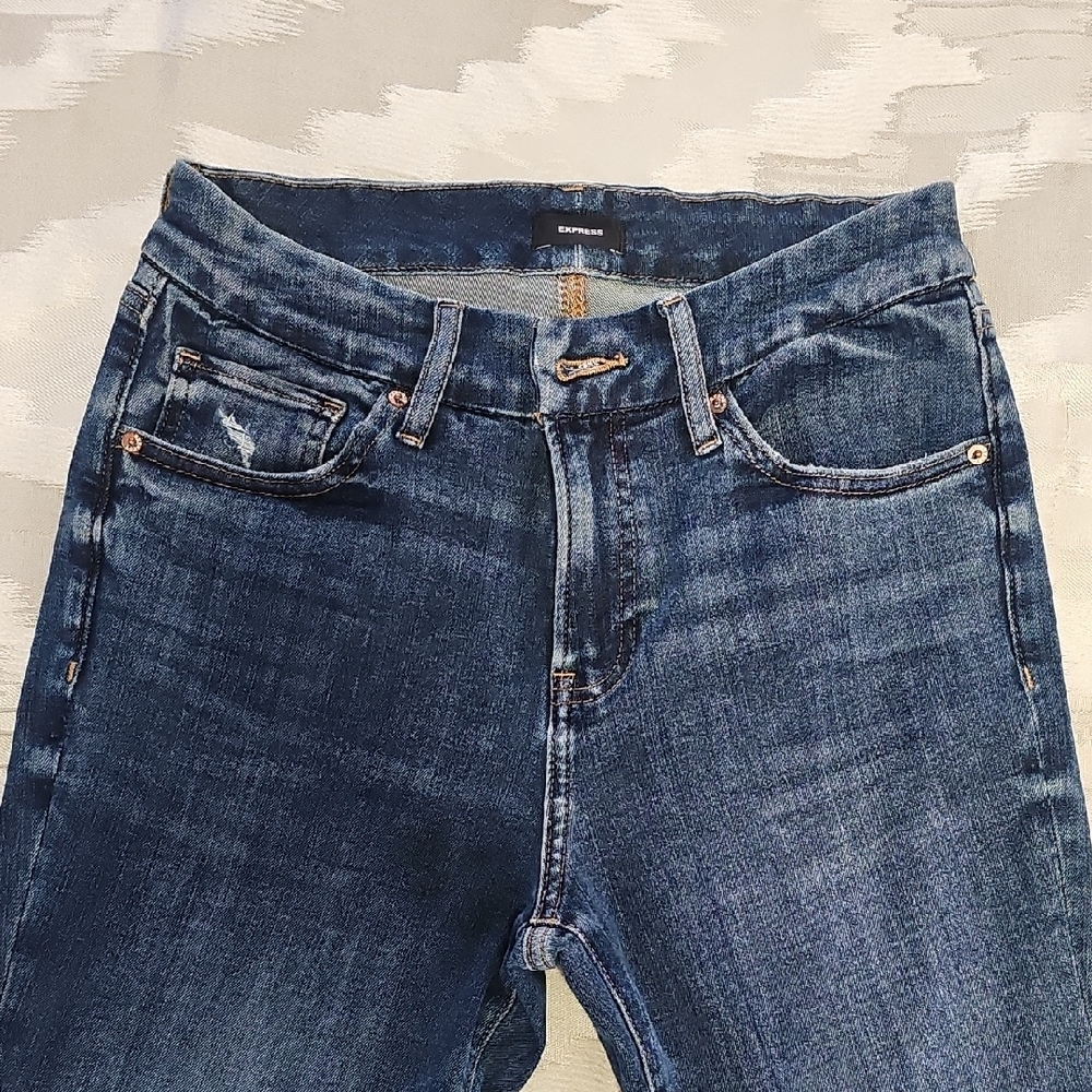 Express Women's Dark Blue Skinny Jeans - Picture 2 of 7